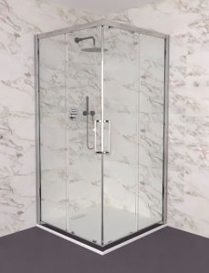 Corner shower enclosure